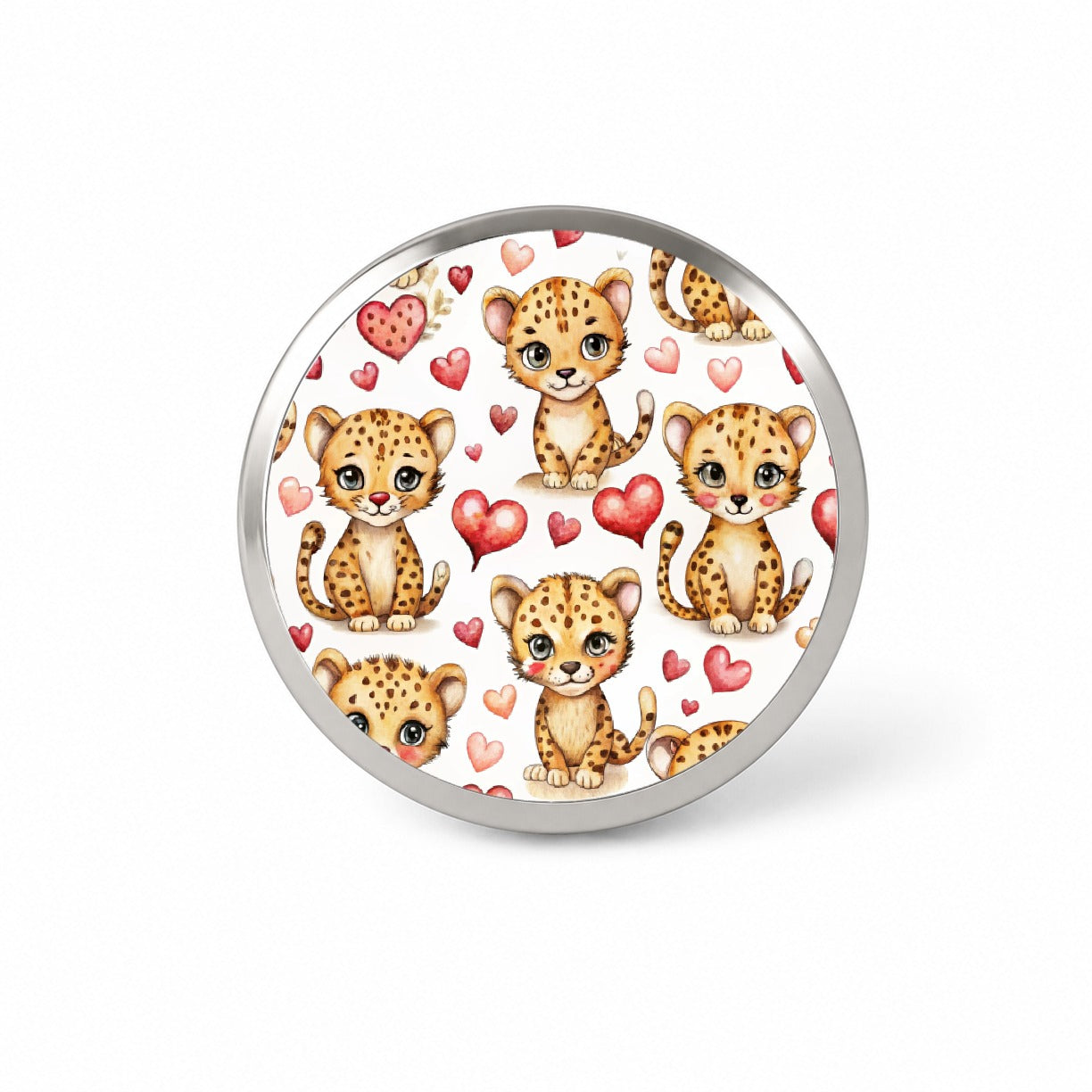 Cute Cheetahs Hearts Watercolor Novelty Hat Backpack Lapel Pin
