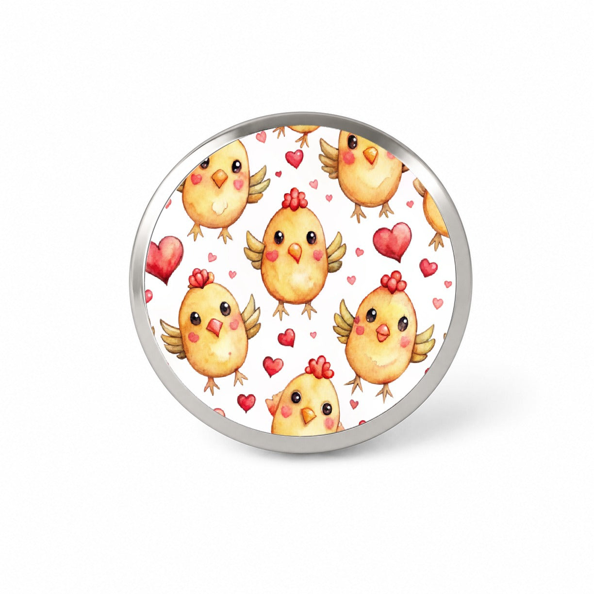 Cute Chickens Hearts Watercolor Novelty Hat Backpack Lapel Pin
