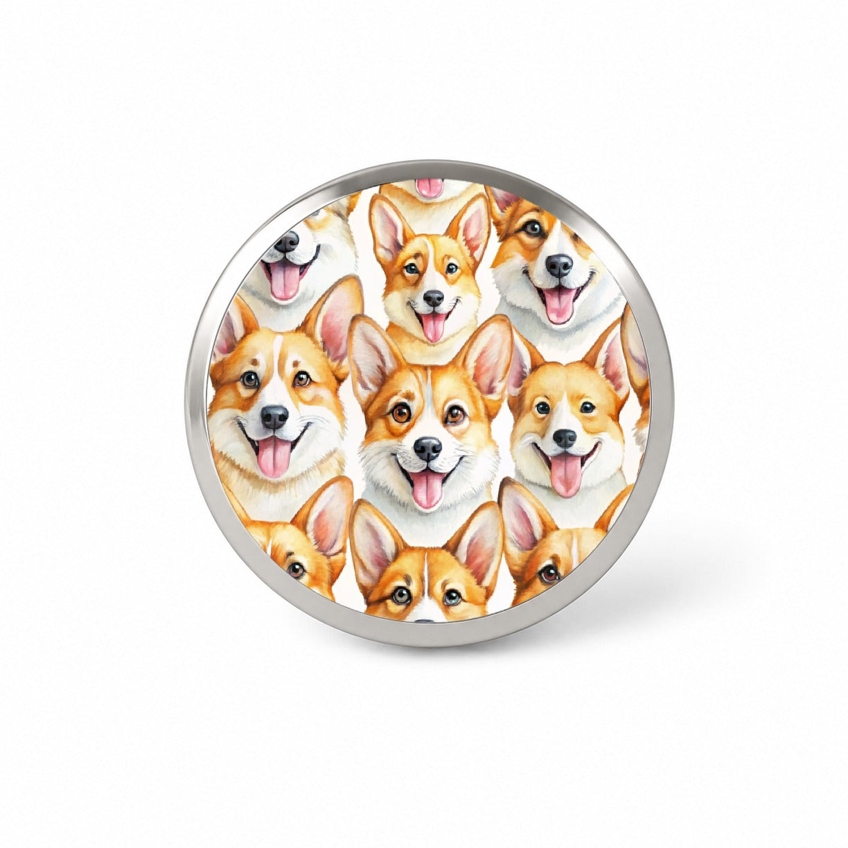 Cute Corgi Dog Faces Watercolor Novelty Hat Backpack Lapel Pin