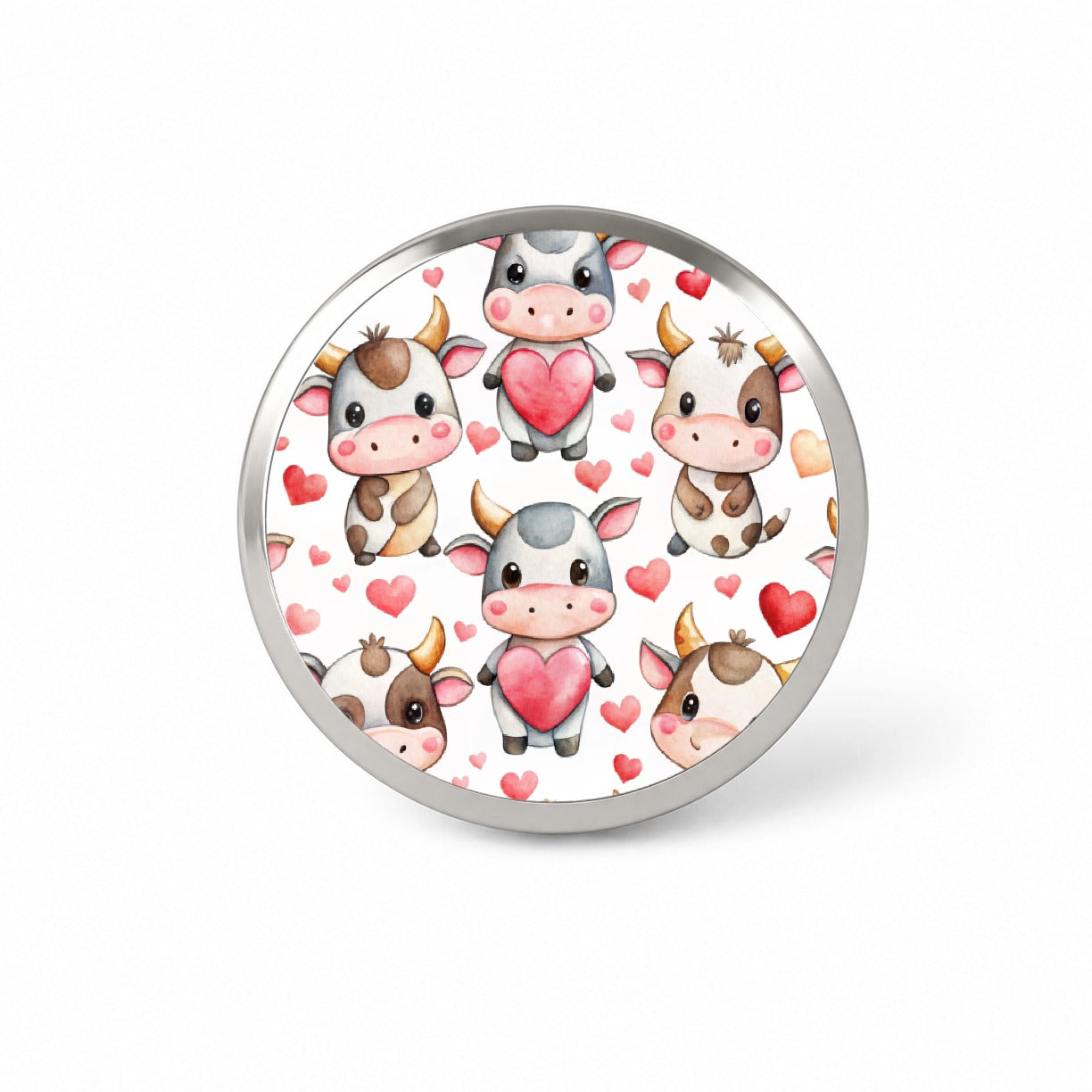Cute Cows Hearts Watercolor Novelty Hat Backpack Lapel Pin