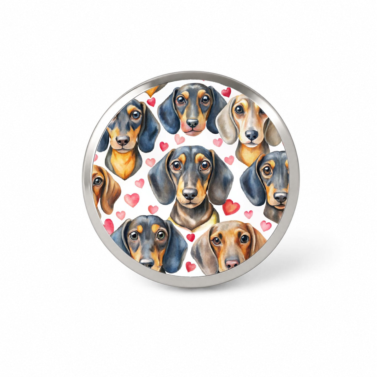 Cute Dachshund Dog Faces Hearts Novelty Hat Backpack Lapel Pin