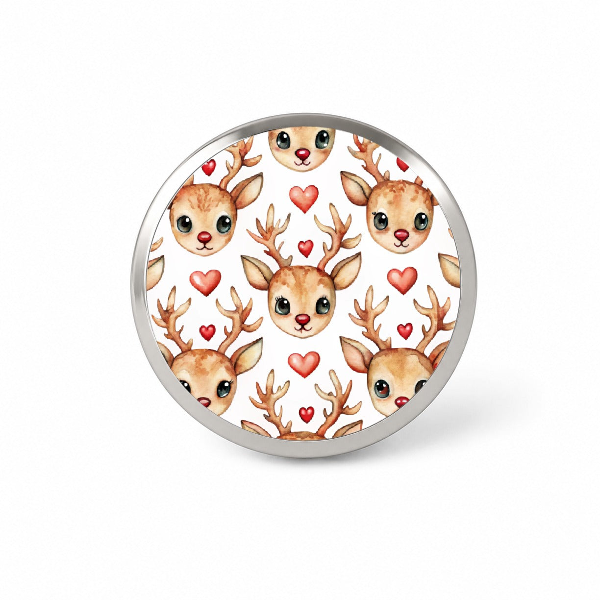Cute Deer Faces Hearts Watercolor Novelty Hat Backpack Lapel Pin
