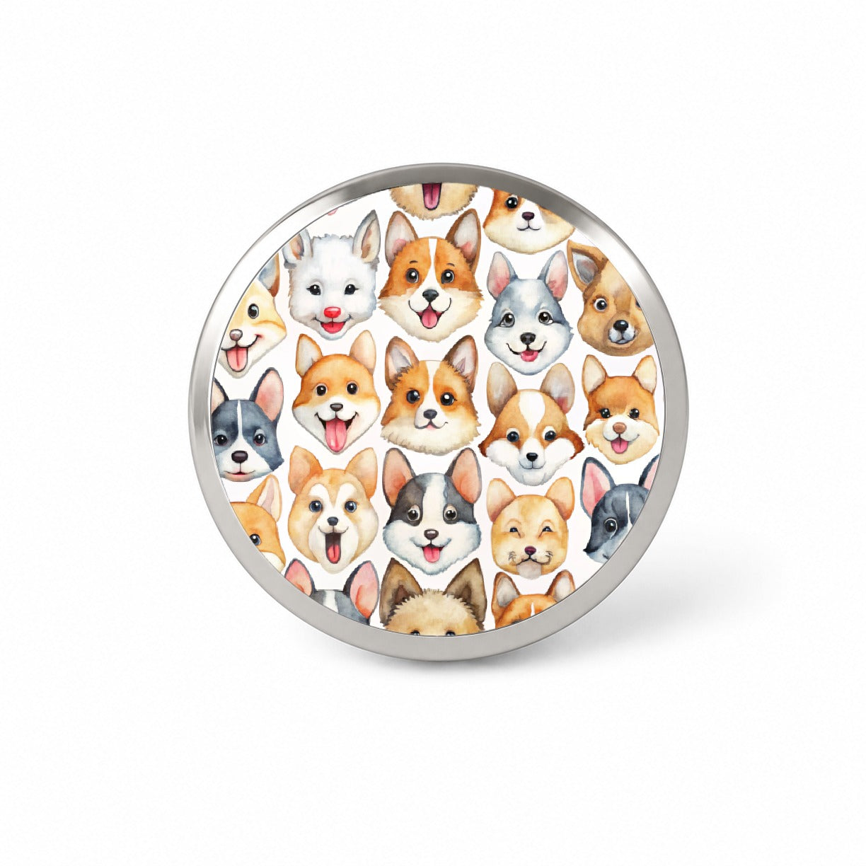 Cute Dog Faces Watercolor Novelty Hat Backpack Lapel Pin