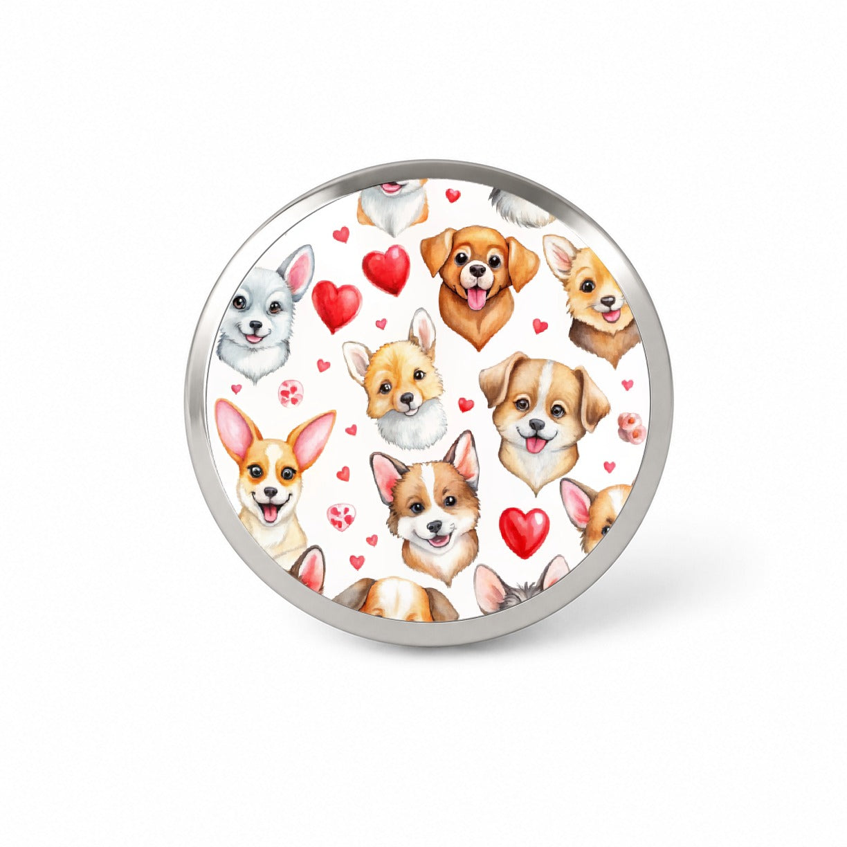 Cute Dogs Hearts Watercolor Novelty Hat Backpack Lapel Pin