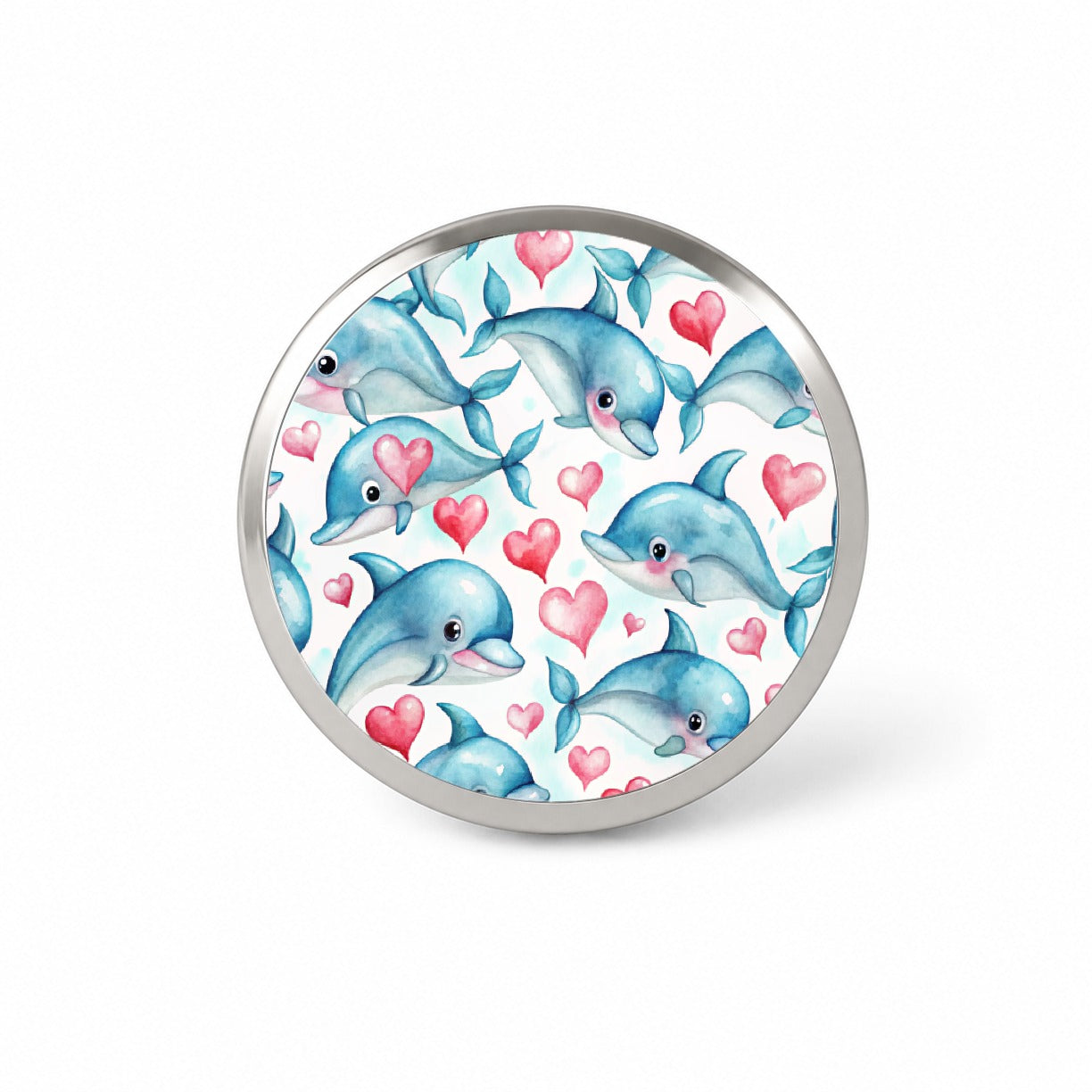 Cute Dolphin Faces Hearts Novelty Hat Backpack Lapel Pin