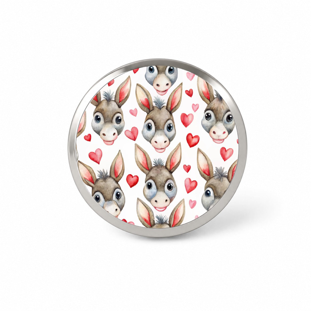 Cute Donkey Faces Hearts Watercolor Novelty Hat Backpack Lapel Pin
