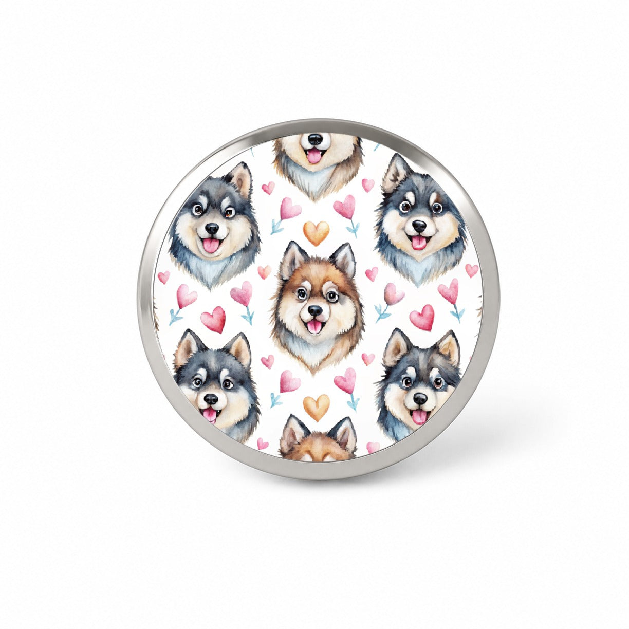 Cute Finnish Lapphund Dog Faces Novelty Hat Backpack Lapel Pin