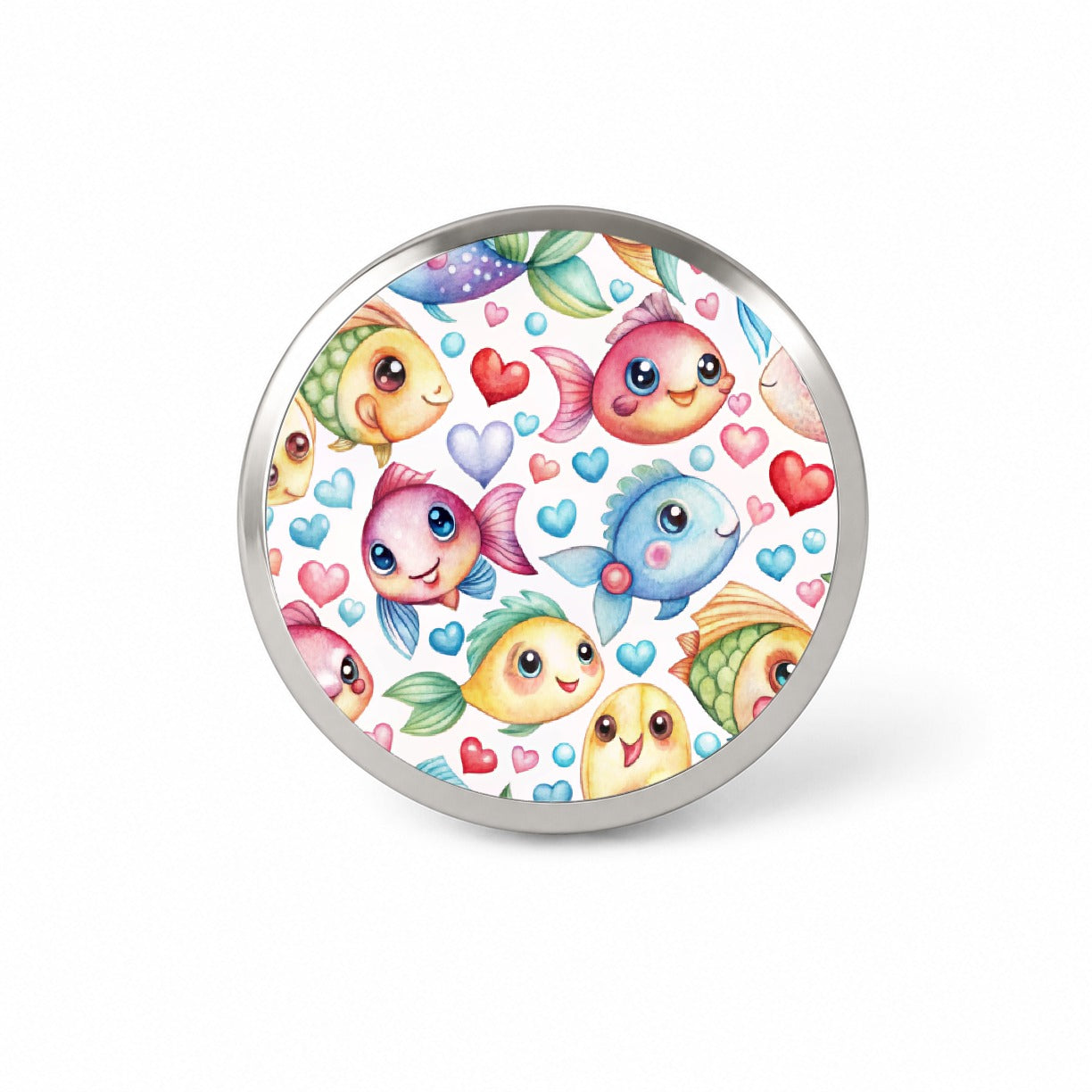 Cute Fish Faces Hearts Watercolor Novelty Hat Backpack Lapel Pin