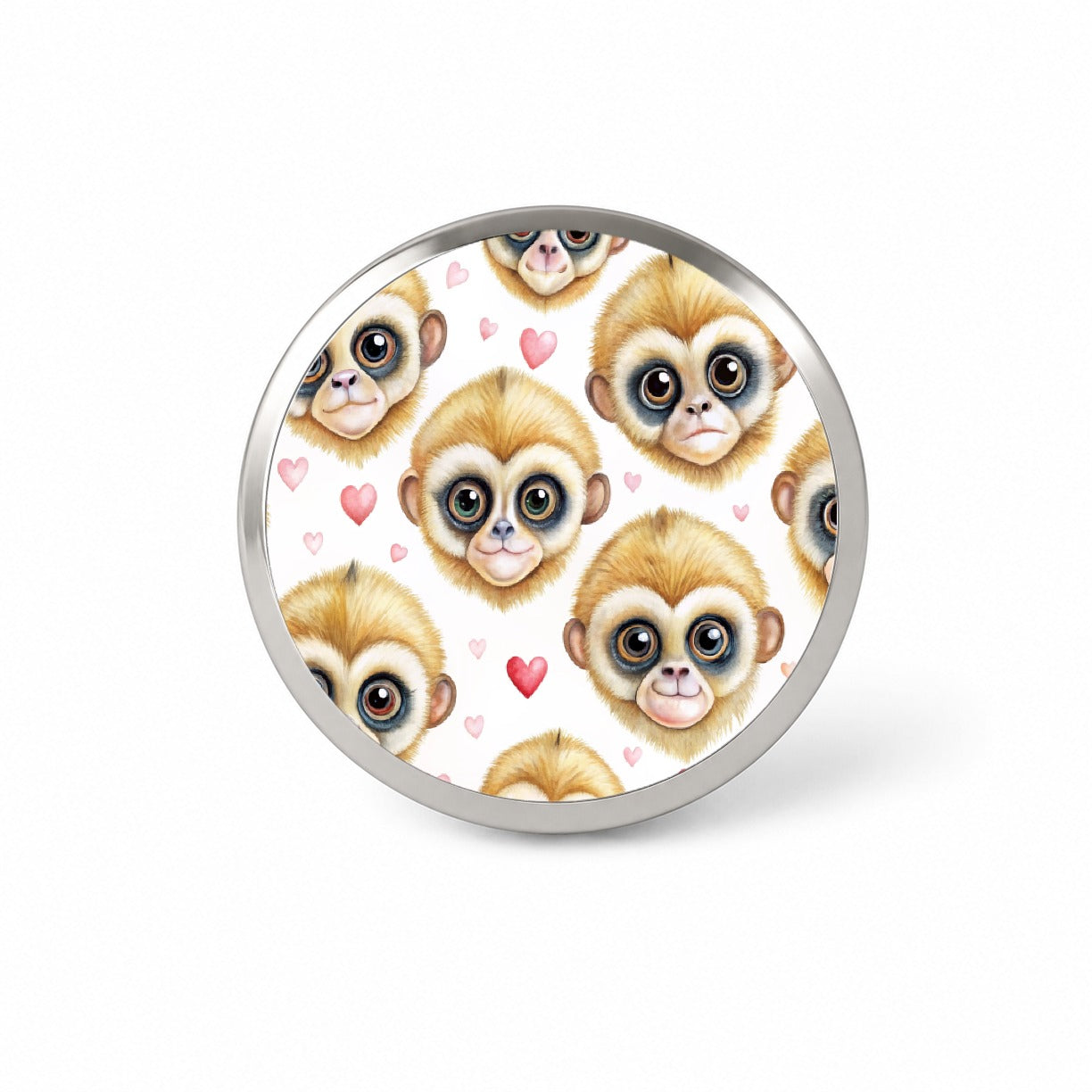 Cute Gibbons Faces Hearts Novelty Hat Backpack Lapel Pin