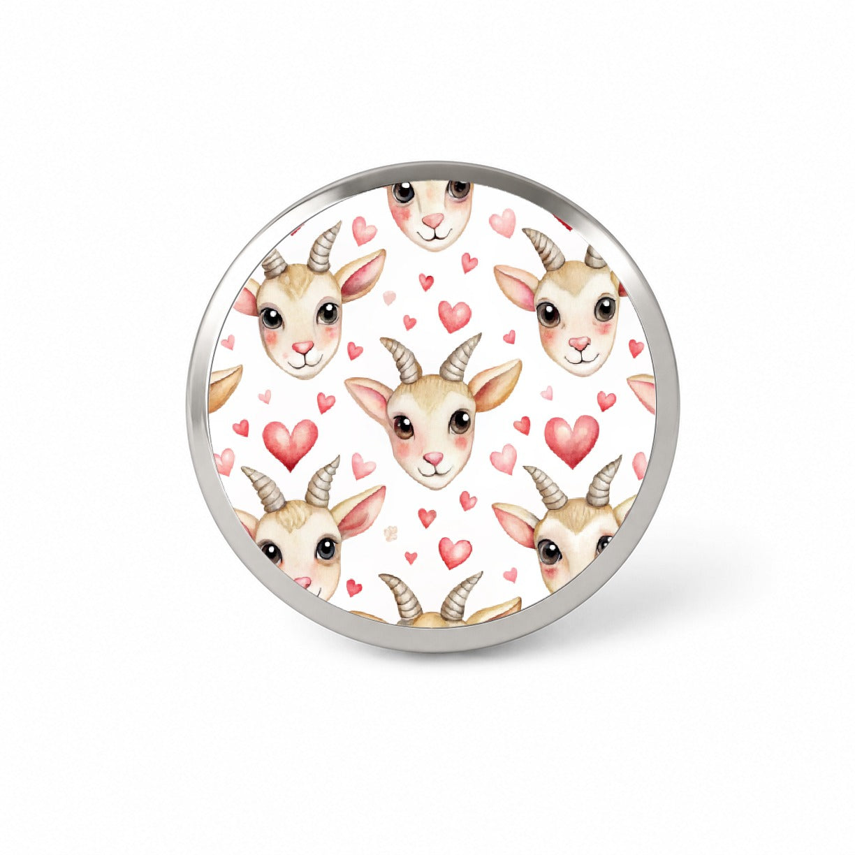 Cute Goat Faces Hearts Watercolor Novelty Hat Backpack Lapel Pin