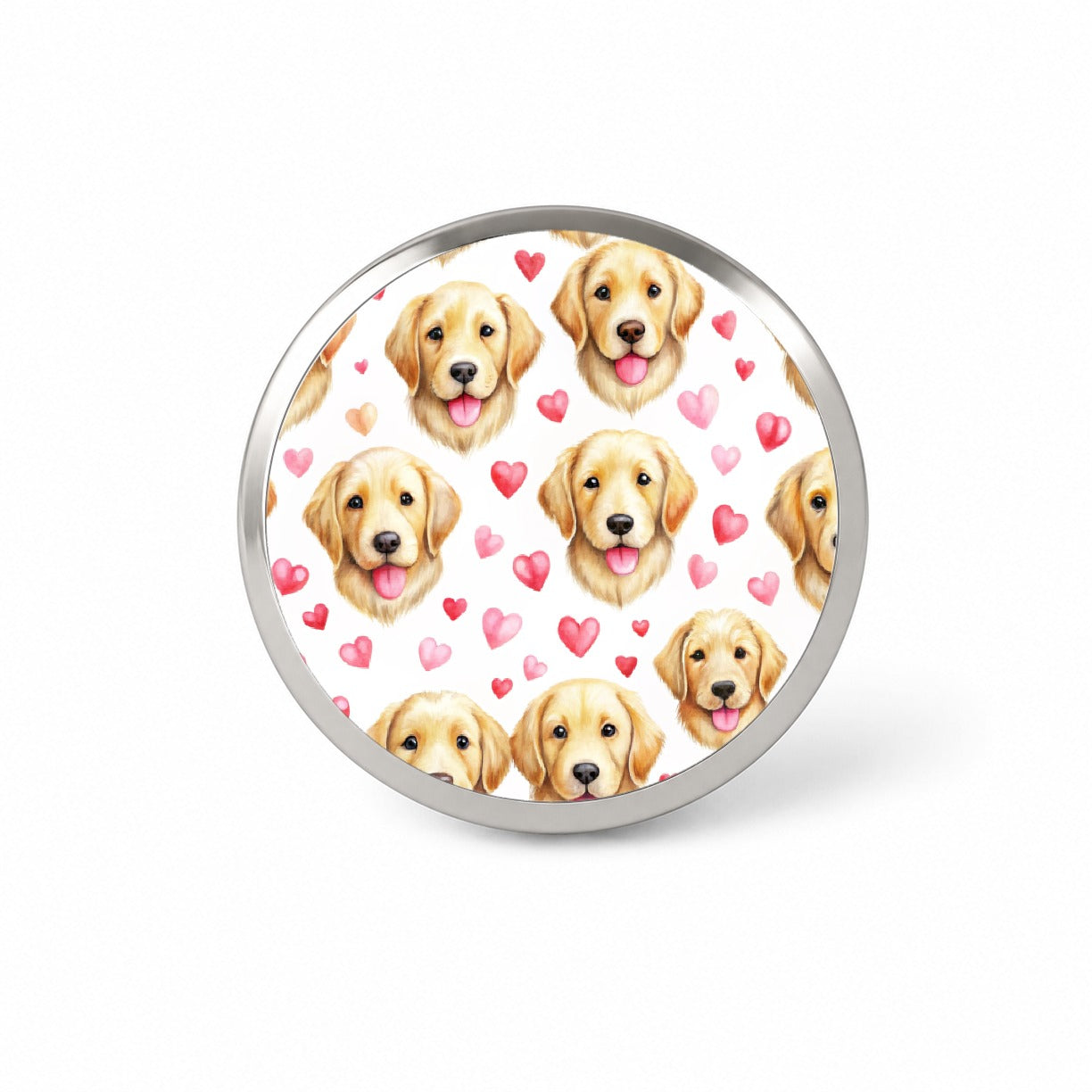 Cute Golden Retriever Dog Faces Hearts Novelty Hat Backpack Lapel Pin