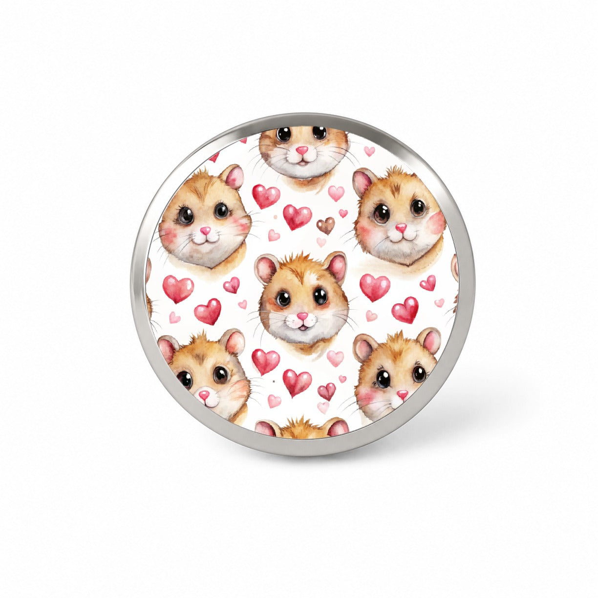 Cute Hamster Faces Hearts Novelty Hat Backpack Lapel Pin