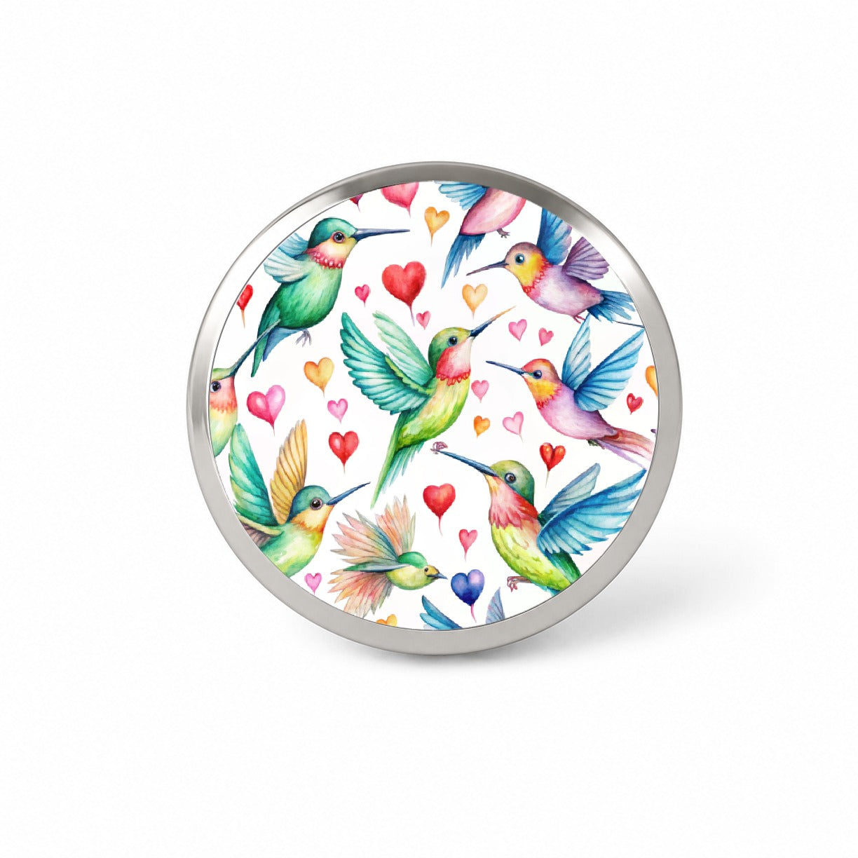 Cute Hummingbirds Hearts Watercolor Novelty Hat Backpack Lapel Pin