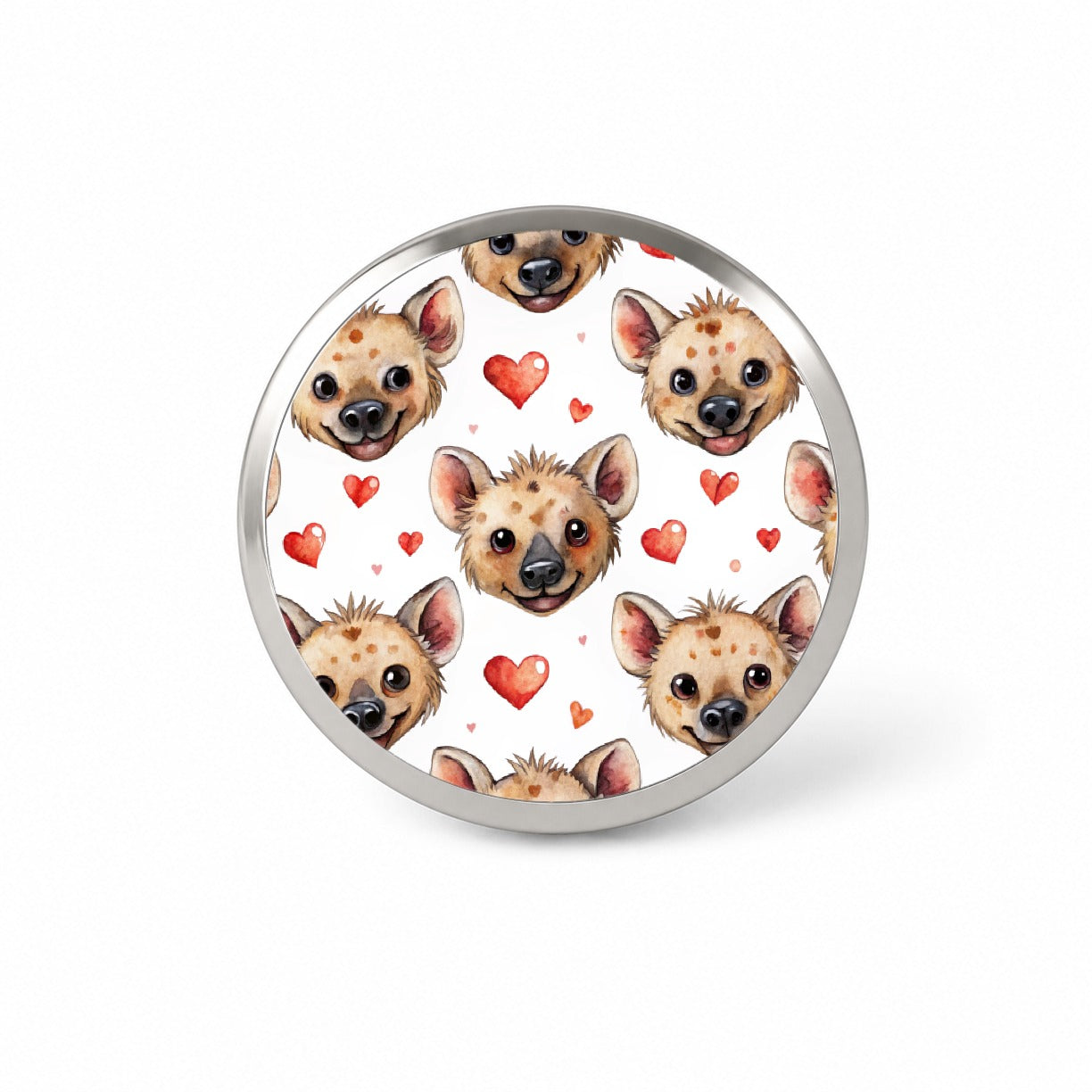 Cute Hyenas Faces Hearts Watercolor Novelty Hat Backpack Lapel Pin