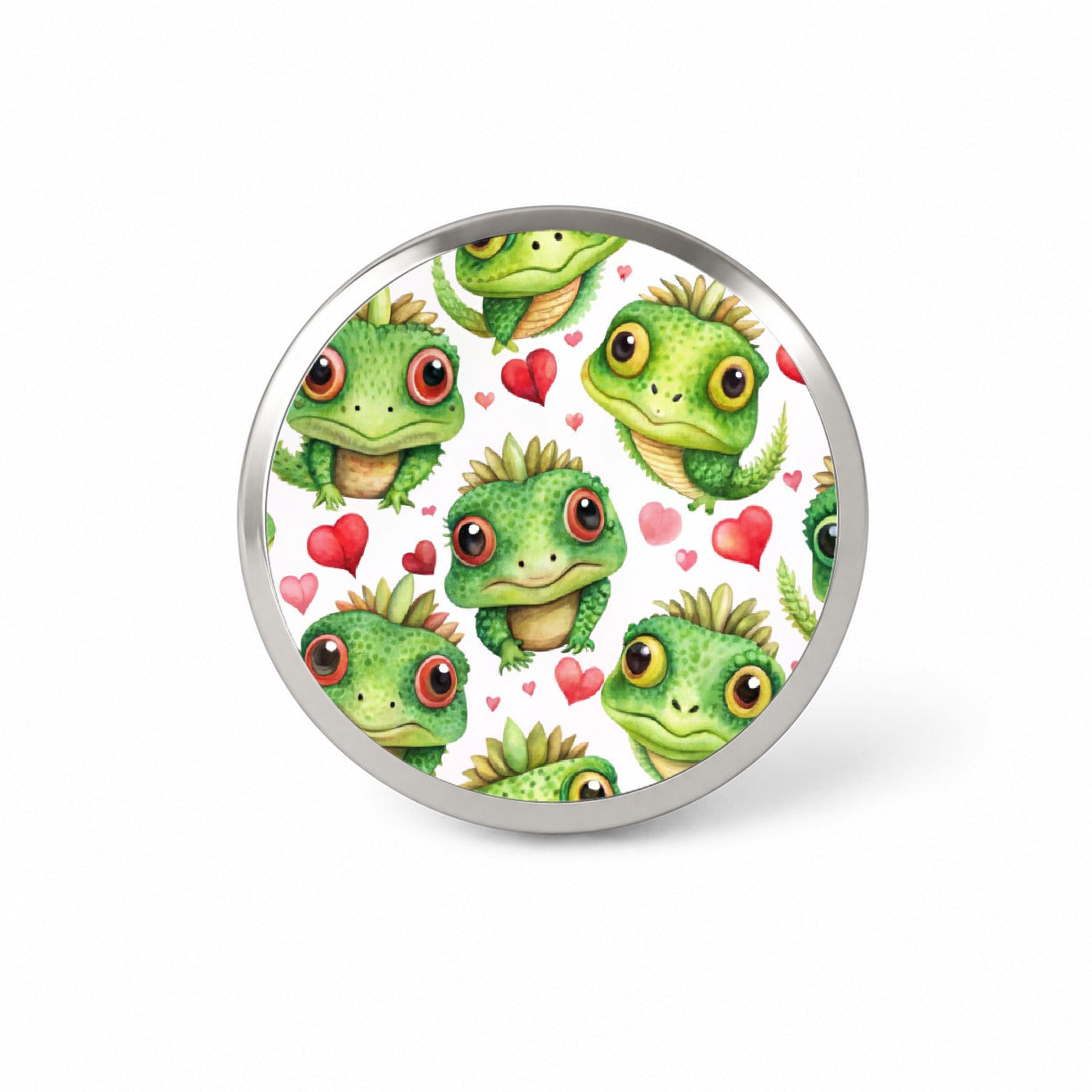 Cute Iguanas Hearts Watercolor Novelty Hat Backpack Lapel Pin