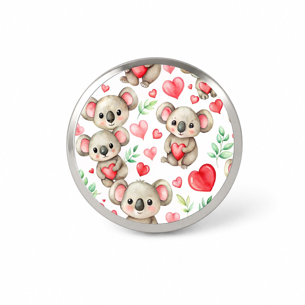 Cute Koala Bears Hearts Watercolor Novelty Hat Backpack Lapel Pin
