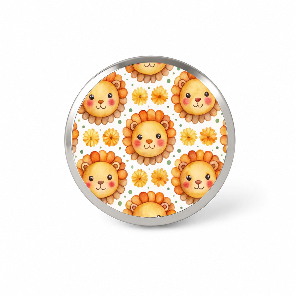 Cute Lion Faces Watercolor Novelty Hat Backpack Lapel Pin