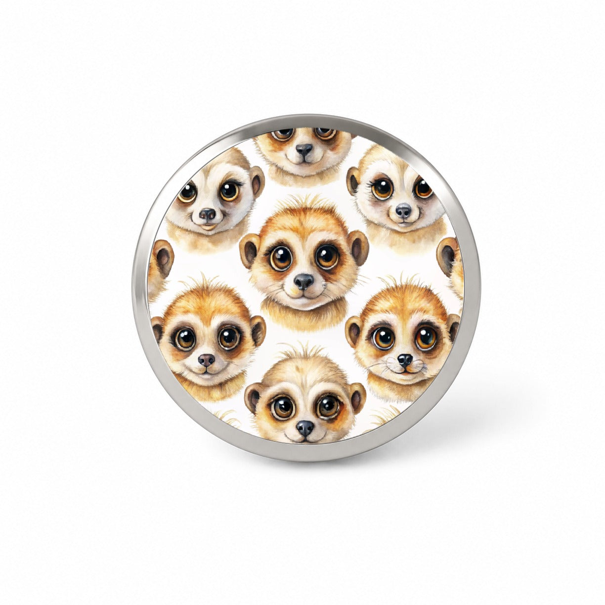 Cute Meerkat Faces Watercolor Novelty Hat Backpack Lapel Pin