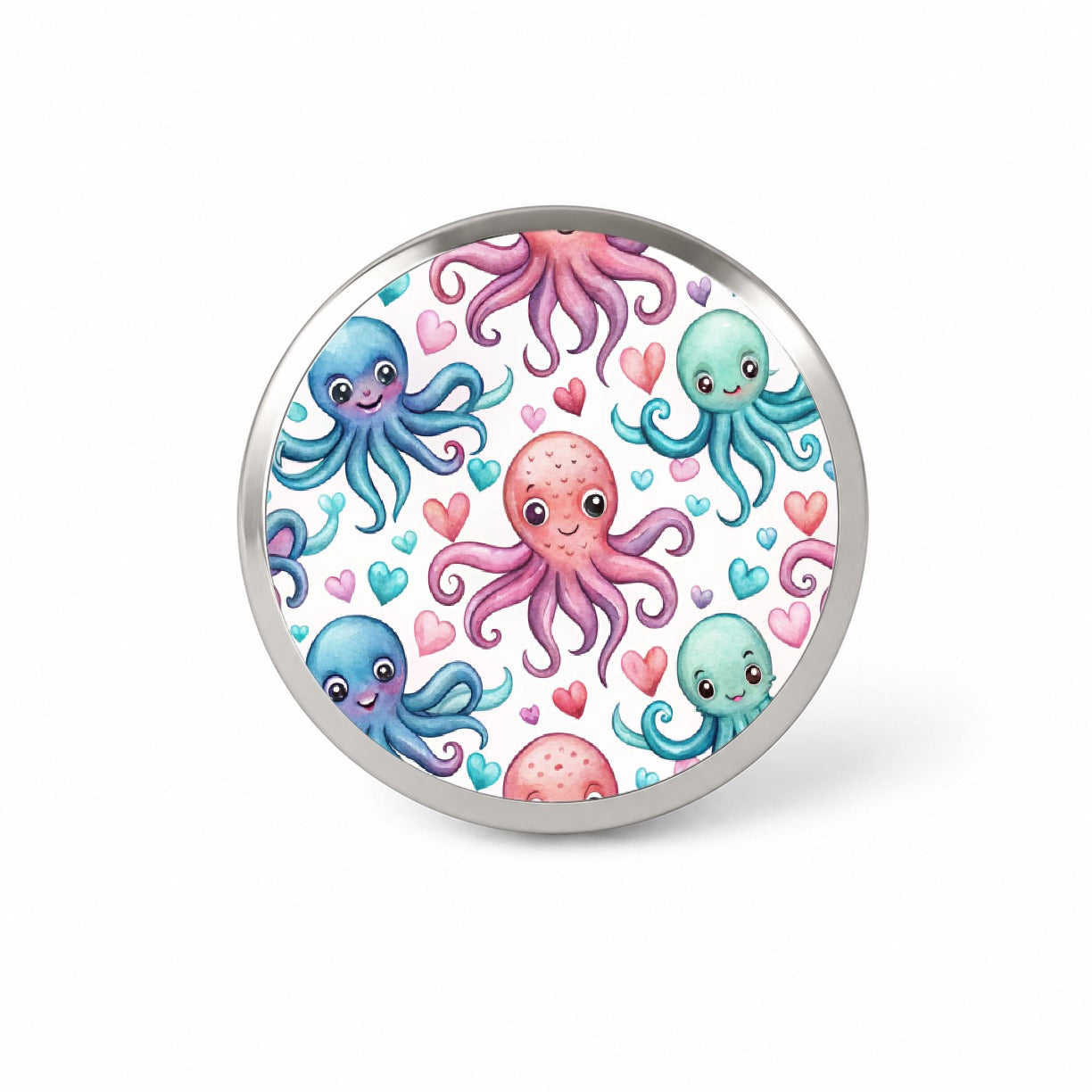Cute Octopus Hearts Watercolor Novelty Hat Backpack Lapel Pin