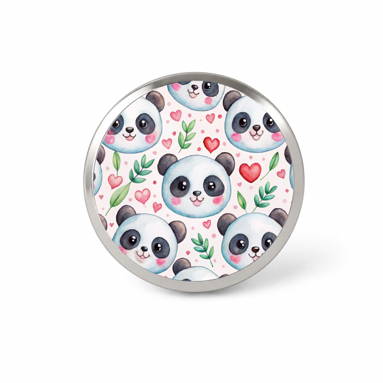 Cute Panda Faces Hearts Watercolor Novelty Hat Backpack Lapel Pin