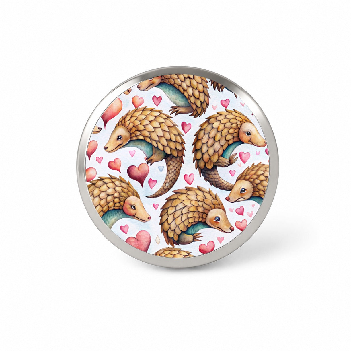 Cute Pangolin Hearts Watercolor Novelty Hat Backpack Lapel Pin