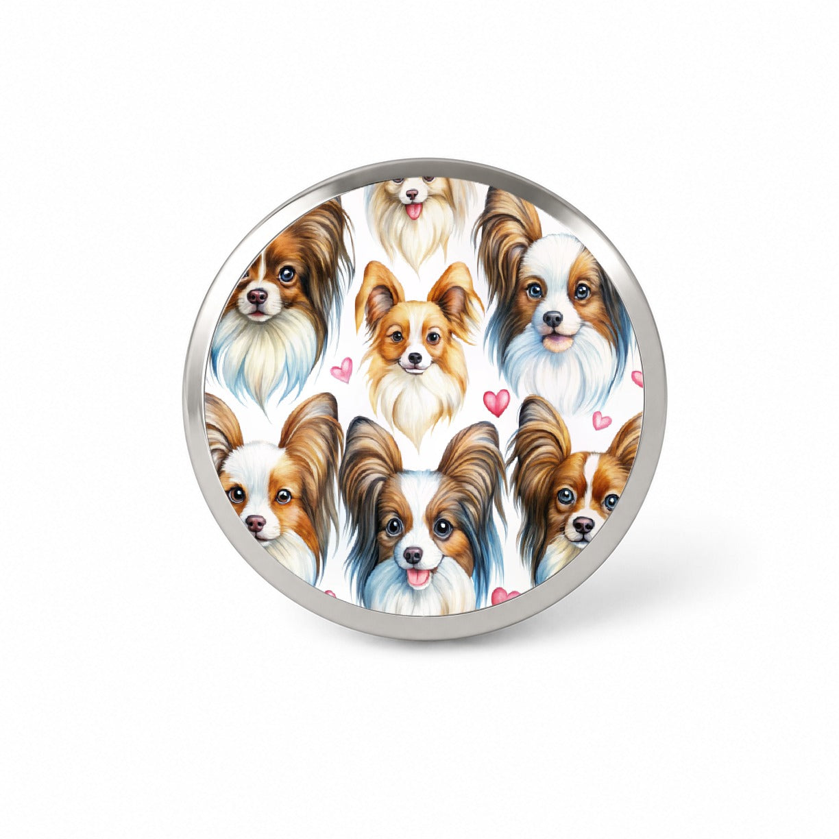 Cute Papillion Dog Faces Hearts Novelty Hat Backpack Lapel Pin