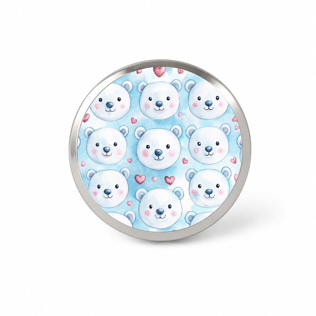 Cute Polar Bear Faces Hearts Novelty Hat Backpack Lapel Pin