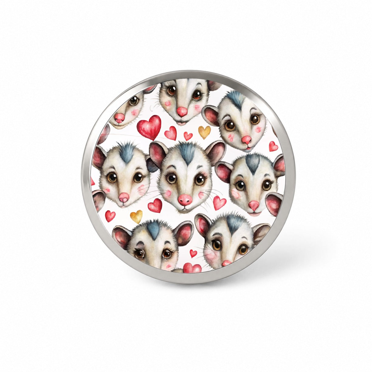 Cute Possum Faces Hearts Watercolor Novelty Hat Backpack Lapel Pin