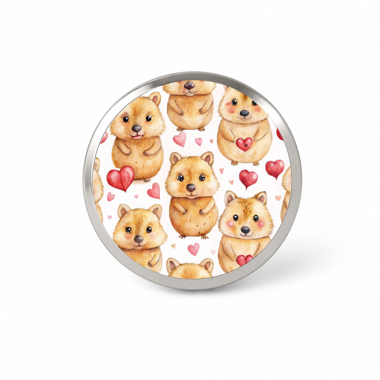 Cute Quokkas Hearts Watercolor Novelty Hat Backpack Lapel Pin