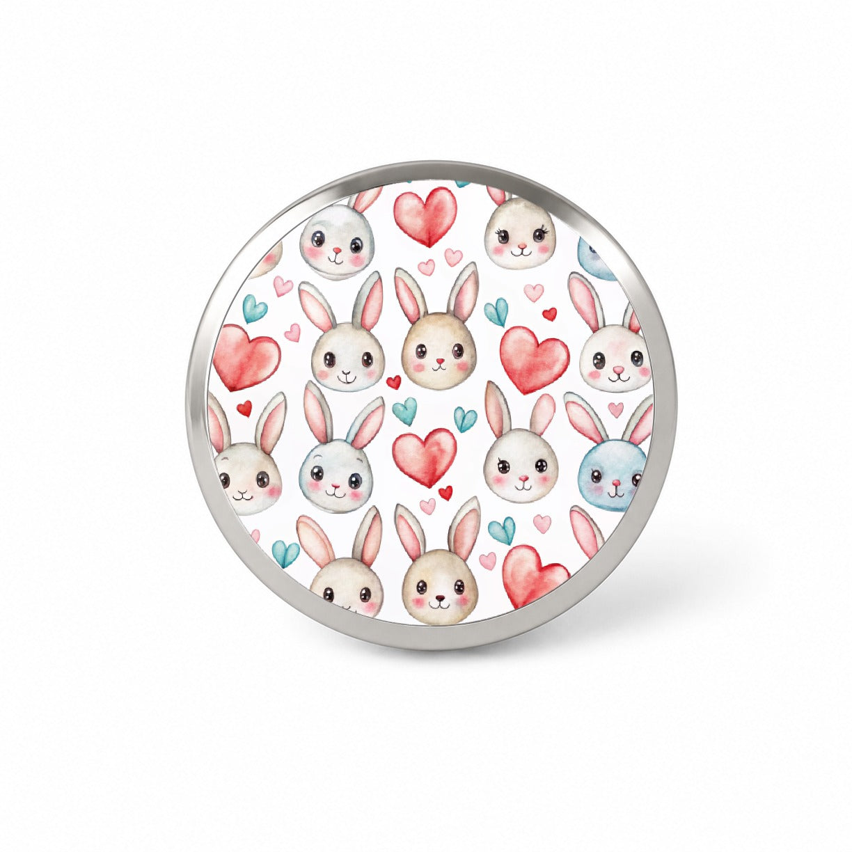 Cute Rabbit Bunny Faces Hearts Easter Novelty Hat Backpack Lapel Pin