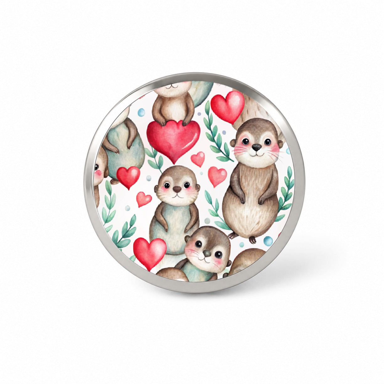 Cute River Otter Hearts Watercolor Novelty Hat Backpack Lapel Pin