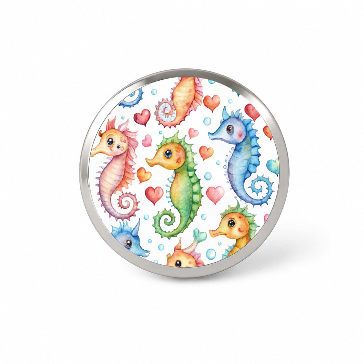 Cute Seahorses Hearts Watercolor Novelty Hat Backpack Lapel Pin
