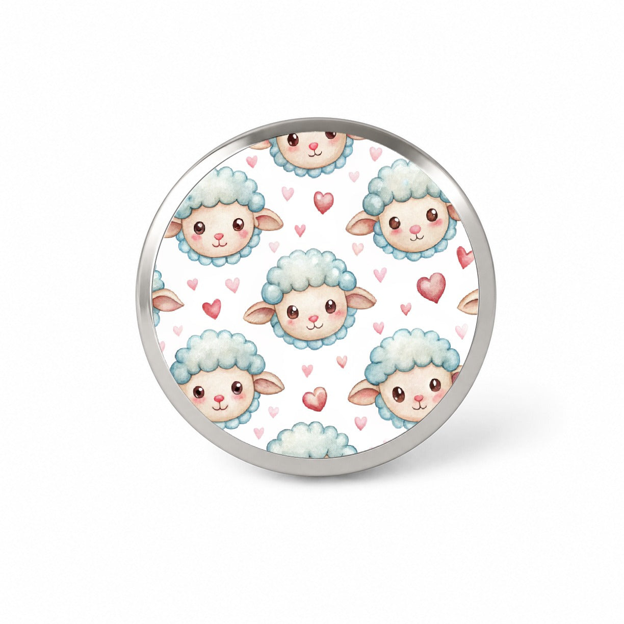 Cute Sheep Faces Hearts Watercolor Novelty Hat Backpack Lapel Pin