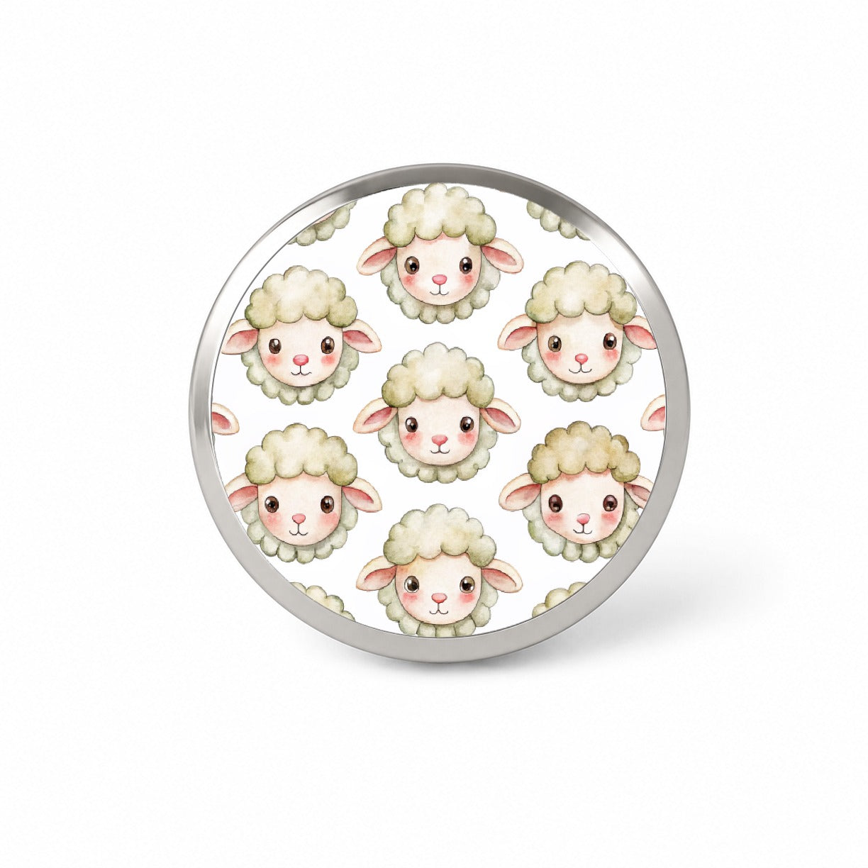 Cute Sheep Faces Watercolor Novelty Hat Backpack Lapel Pin