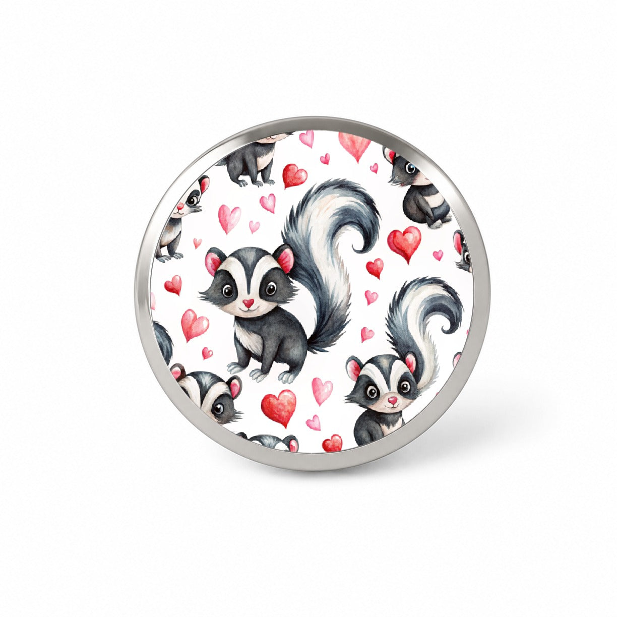 Cute Skunks Hearts Watercolor Novelty Hat Backpack Lapel Pin