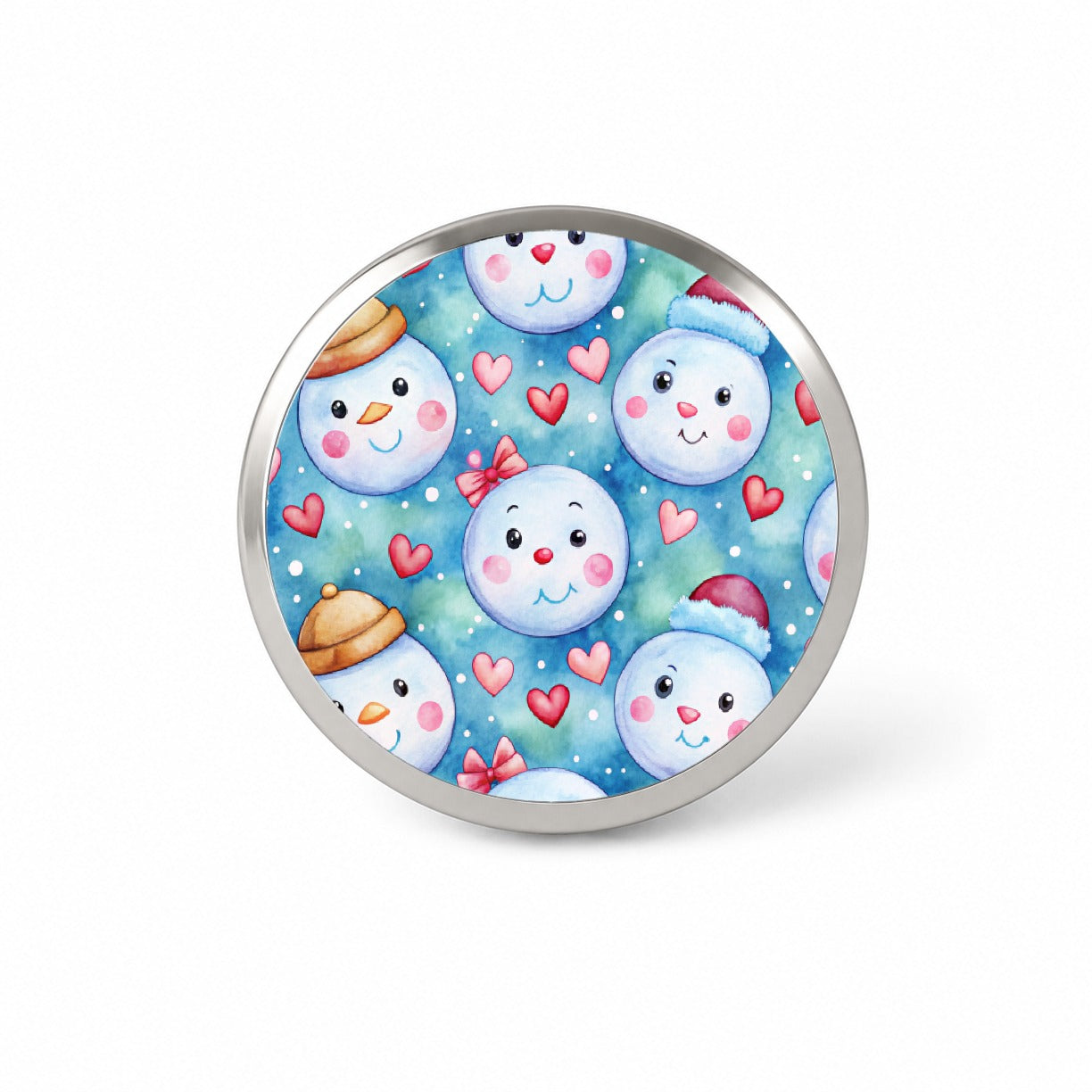 Cute Snowman Faces Hearts Winter Novelty Hat Backpack Lapel Pin