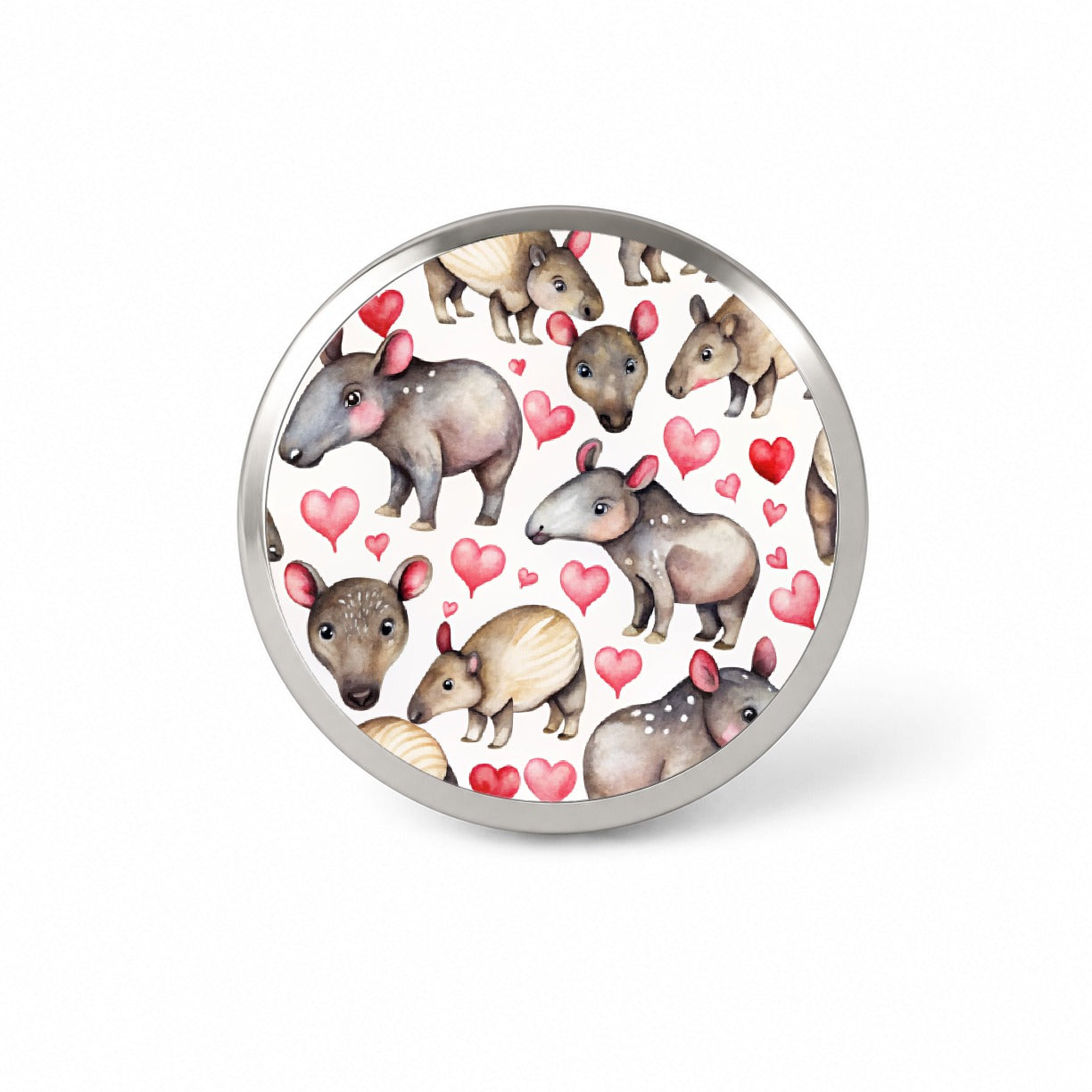 Cute Tapirs Hearts Watercolor Novelty Hat Backpack Lapel Pin