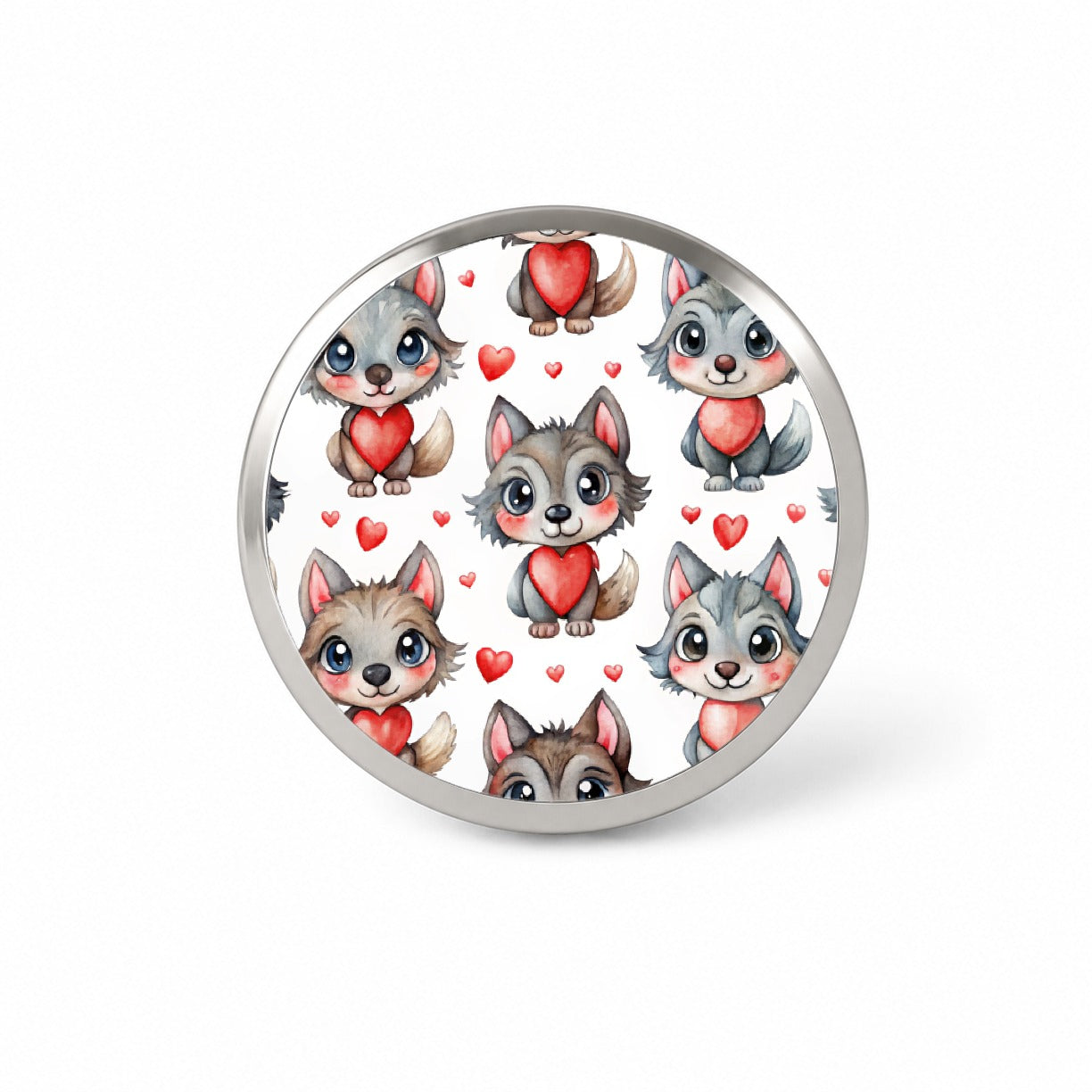 Cute Werewolves Hearts Watercolor Novelty Hat Backpack Lapel Pin