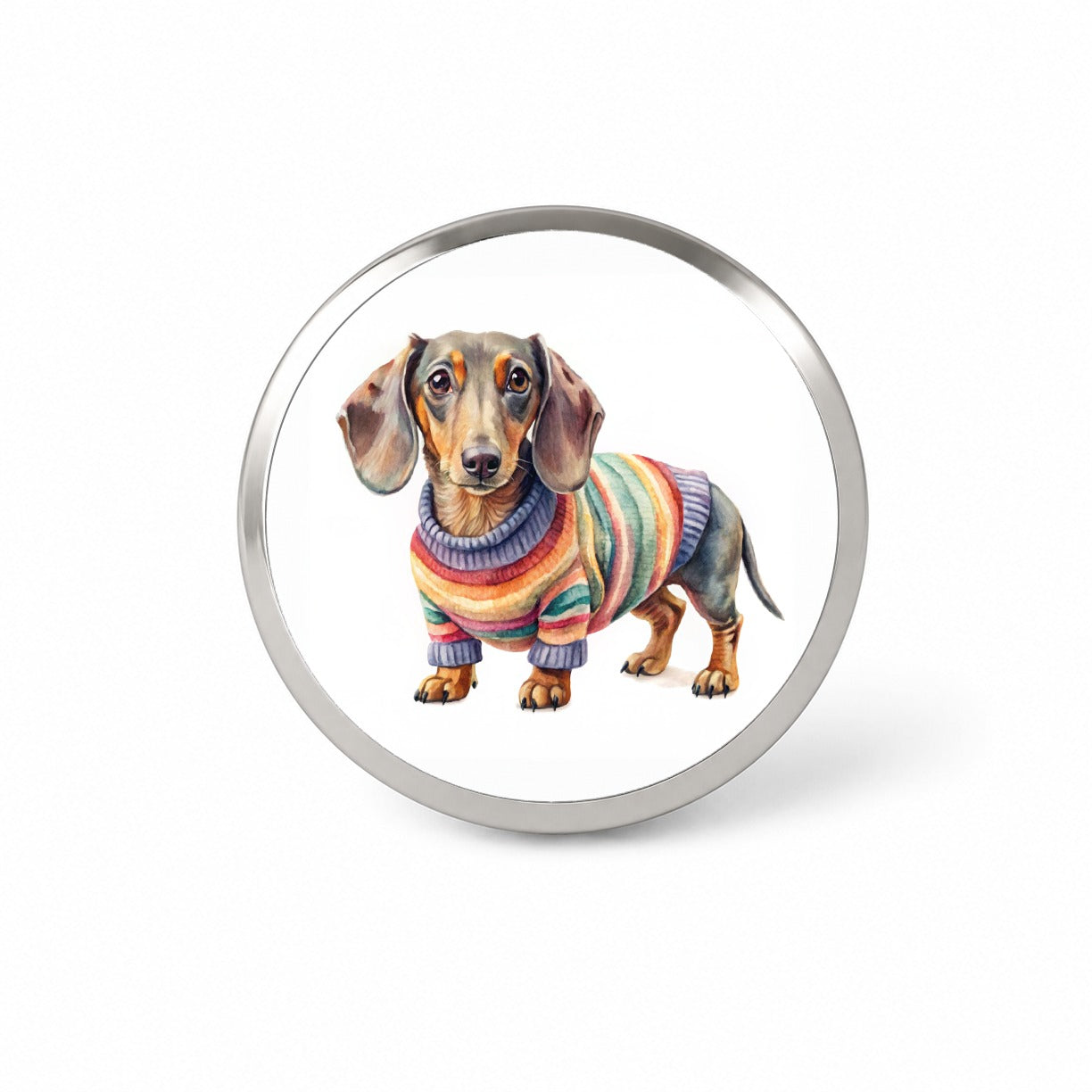 Dachshund Dog Wearing A Sweater Watercolor Novelty Hat Backpack Lapel Pin