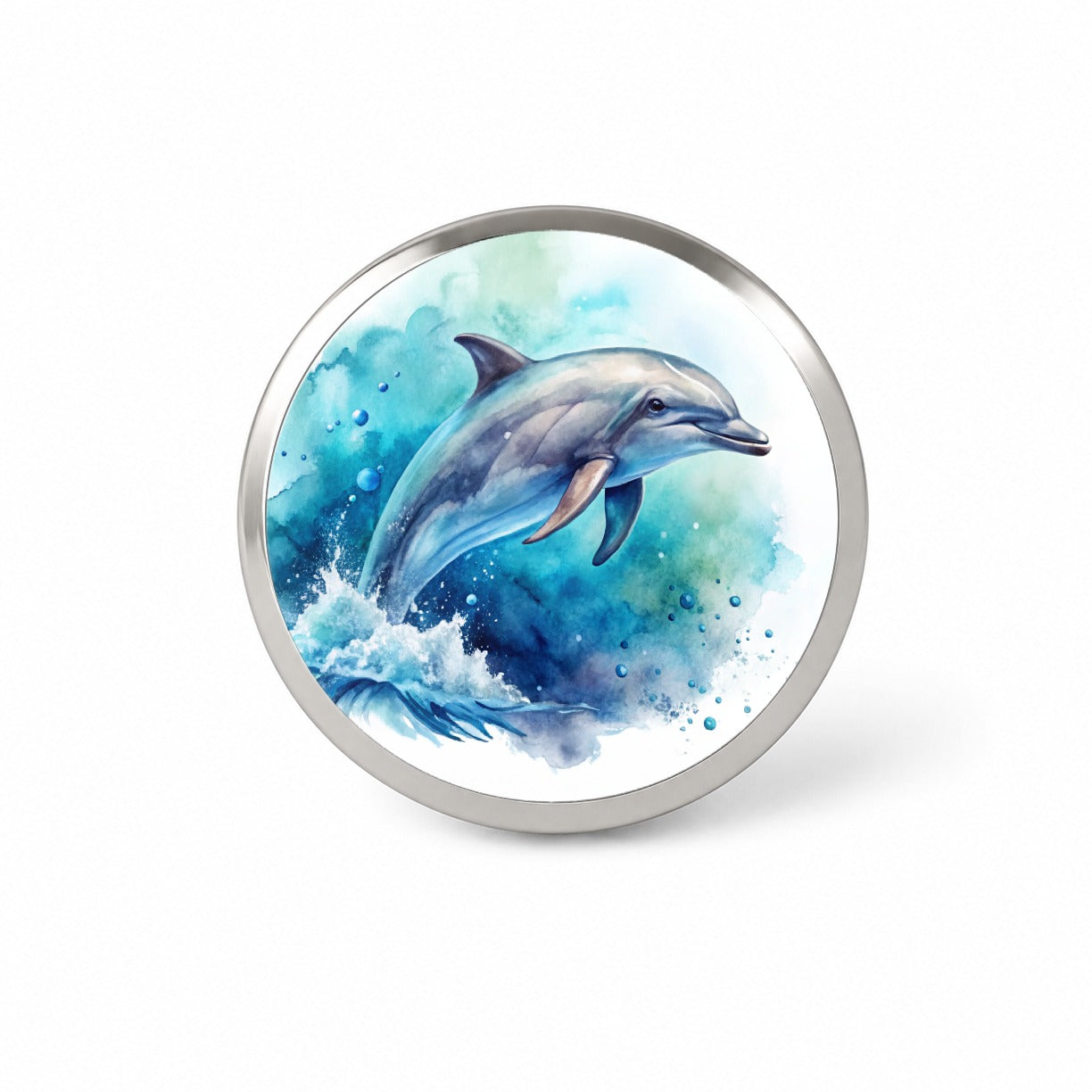 Dolphin In Ocean Watercolor Novelty Hat Backpack Lapel Pin