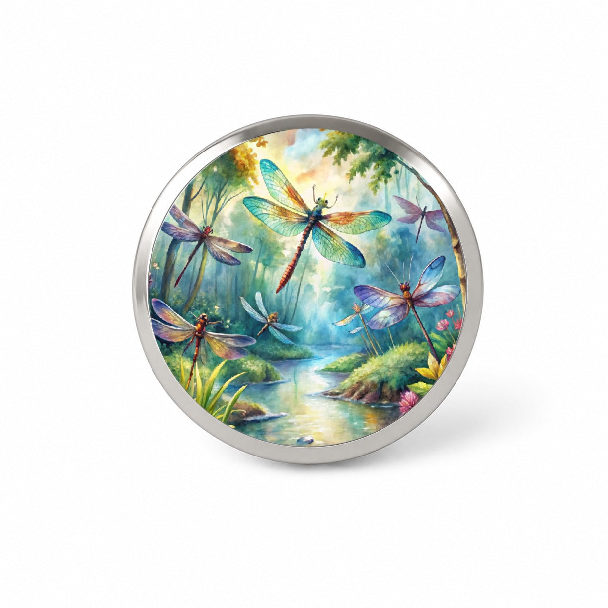Dragonflies Forest Fantasy Watercolor Design Novelty Hat Backpack Lapel Pin