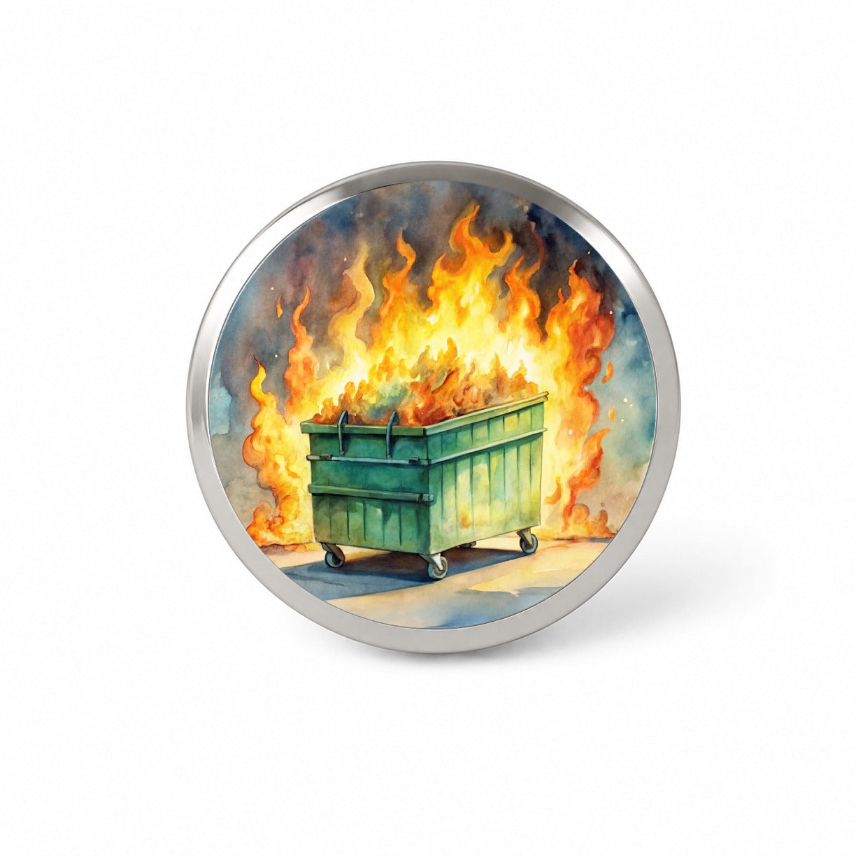 Dumpster Fire Watercolor Trash Novelty Hat Backpack Lapel Pin