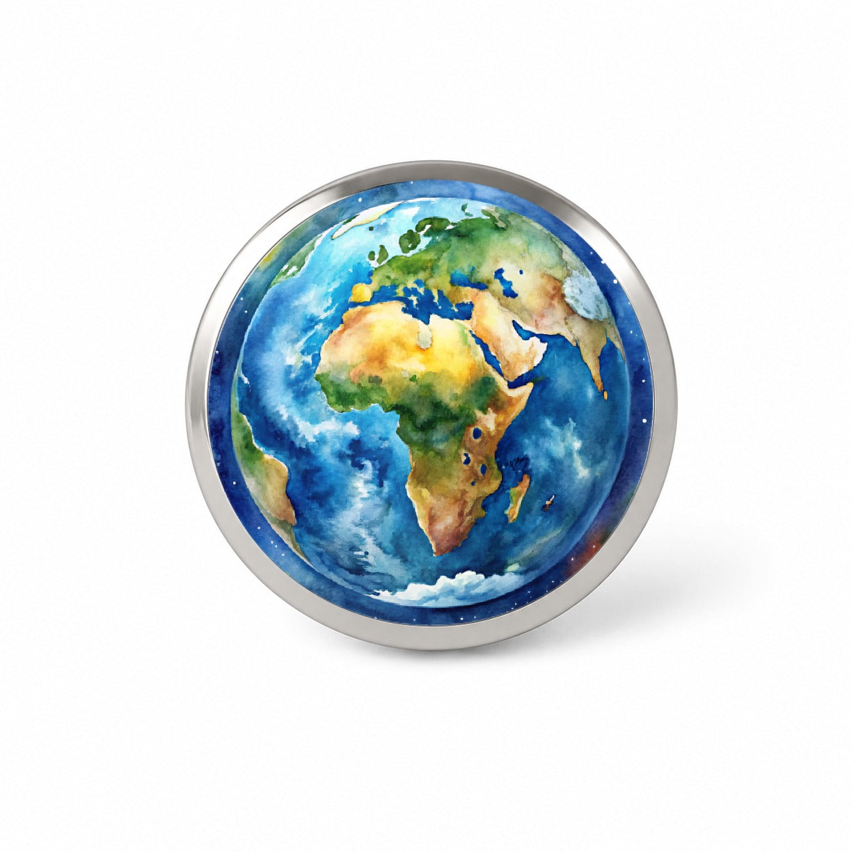 Earth Africa Asia Europe From Space Watercolor Novelty Hat Backpack Lapel Pin