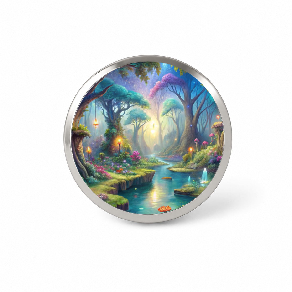 Fairy Forest Trees Fantasy Watercolor Design Novelty Hat Backpack Lapel Pin