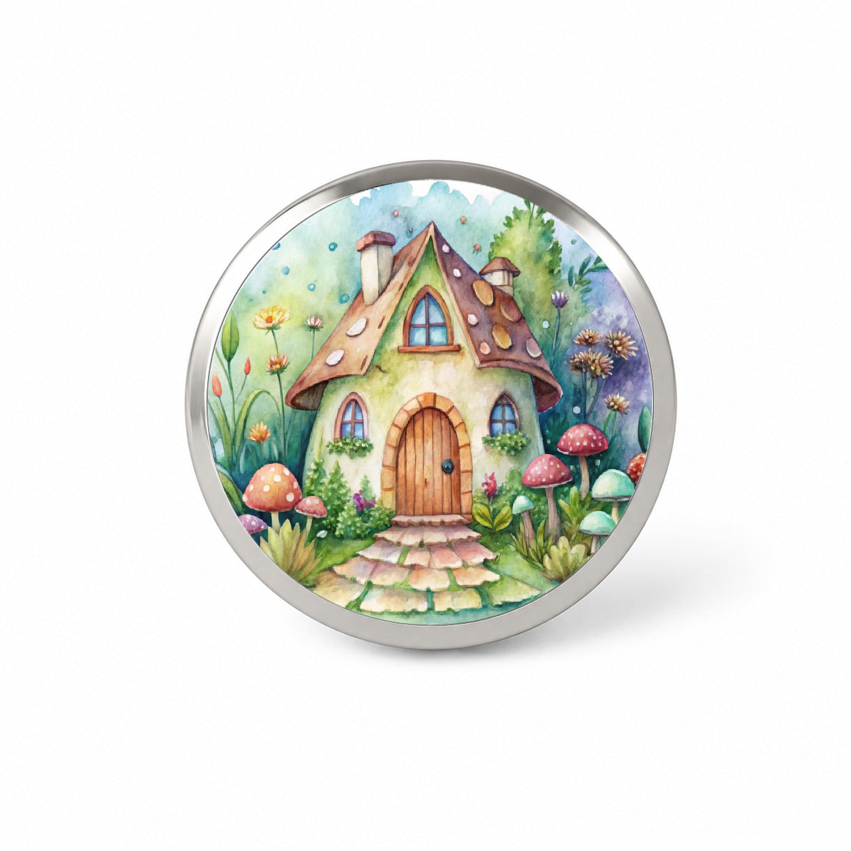 Fairy House Watercolor Novelty Hat Backpack Lapel Pin