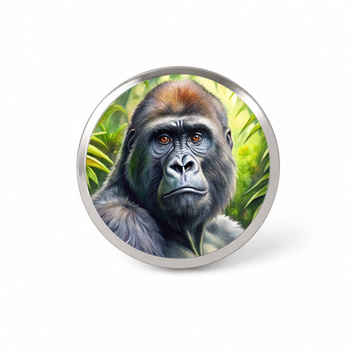Gorilla In Rainforest Watercolor Novelty Hat Backpack Lapel Pin