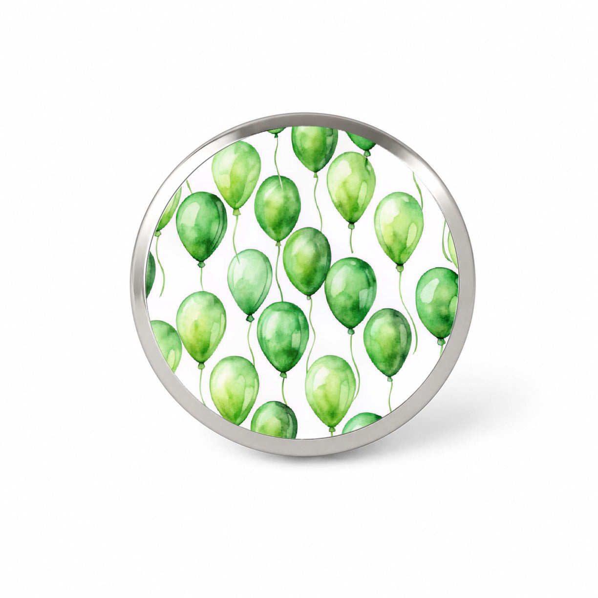 Green Balloons Watercolor Birthday Novelty Hat Backpack Lapel Pin