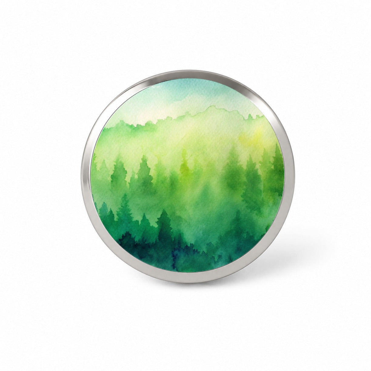 Green Forest Ombre Watercolor Novelty Hat Backpack Lapel Pin