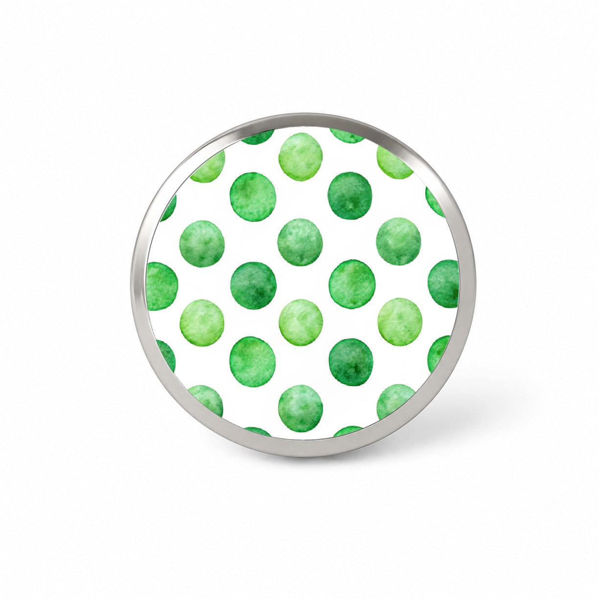Green Polka Dots White Background Novelty Hat Backpack Lapel Pin