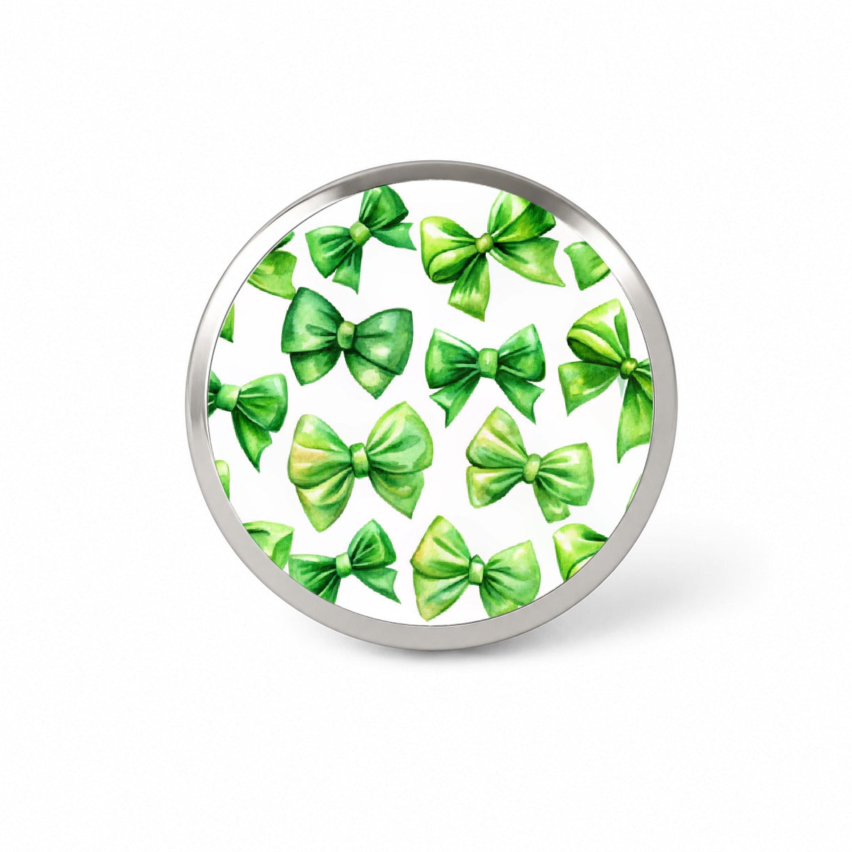 Green Scattered Coquette Bows Watercolor Novelty Hat Backpack Lapel Pin